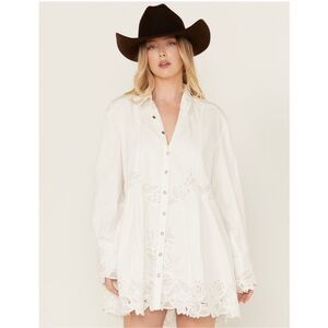 Free People Constance Long Trim Lace Sleeve Mini Dress Sz S